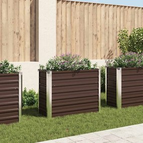 Canteiro elevado de jardim aço galvanizado 100x40x77cm castanho