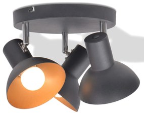 vidaXL Candeeiro de teto p/ 3 lâmpadas E27 preto e dourado