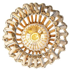 Candeeiro de teto rústico bambu e branco - Canna Capsule