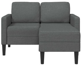 Sofá 2 lugares com Chaise em L 125 cm tecido cinzento-escuro