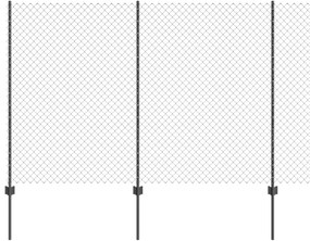 vidaXL Cerca e Poste Cinzeto 1,6 x 10 m Aço