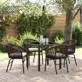 Conjunto de Jantar de Jardim 5 Peças Marrom Rattan PE