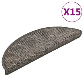 vidaXL Tapetes escada adesivos aspeto sisal 15 pcs bege/castanho
