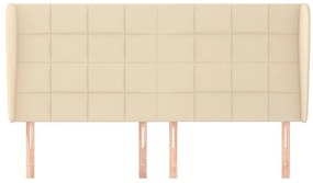 Cabeceira de cama c/ abas tecido 203x23x118/128 cm creme