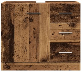 Armário de lavatório 63x30x54cm derivados madeira madeira velha