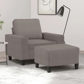 vidaXL Poltrona com apoio de pés 60 cm tecido cinza-acastanhado