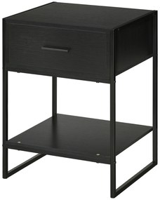 HOMCOM Mesa de Cabeceira Mesa Auxiliar com 1 Gaveta e Prateleira de Armazenamento Estilo Moderno para Quarto 45x40x60cm Preto