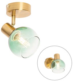 Projetores Art Deco Dourado com Vidro Verde - Vidro Art Deco