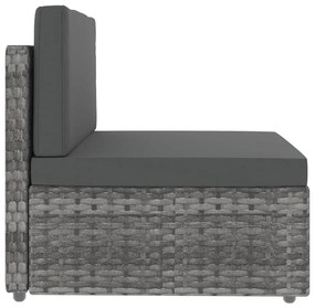 8 pcs conjunto lounge de jardim vime PE cinzento