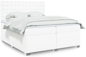 vidaXL Cama com molas/colchão 200x200 cm couro artificial branco