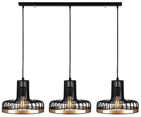 Candeeiro de Teto Fellini – Preto e Cobre – 100 x 20 cm