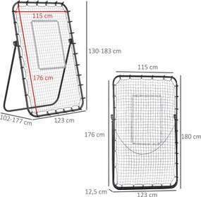 Rede de Rebote Dobrável de Metal com 4 Ângulos e Altura Ajustável para