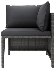6 pcs conjunto lounge de jardim c/ almofadões vime PE cinzento