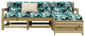 4 pcs conjunto sofás de jardim madeira de pinho impregnada