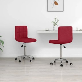 vidaXL Cadeiras de jantar giratórias 2 pcs tecido vermelho tinto