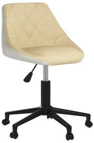 vidaXL Cadeira de jantar giratória couro artificial creme e branco