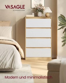 Cómoda com 4 gavetas, 60,2 x 40,4 x 97,4 cm bege carvalho e branco