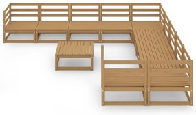 11 pcs conjunto lounge de jardim pinho maciço