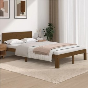 vidaXL Estrutura de cama 120x200 cm madeira pinho maciço castanho mel