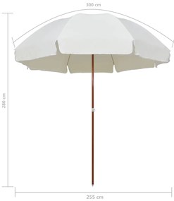 Guarda-sol de jardim com poste de aço 300 cm cor areia