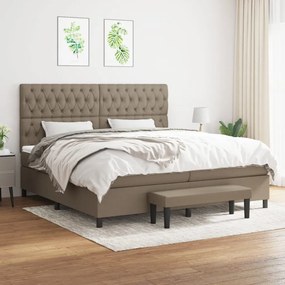 vidaXL Cama com molas/colchão 200x200 cm tecido castanho-acinzentado