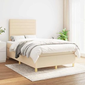Cama boxspring com colchão 120x190 cm tecido cor creme