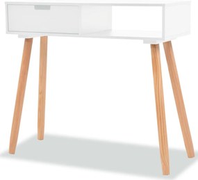 Mesa consola de pinho maciço 80x30x72 cm branco