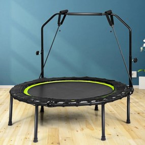 Trampolim de Fitness dobrável com 2 bandas de resistência e altura ajustável para adultos e crianças Verde 102 x 102 x 130 cm