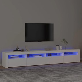 Móvel de TV com luzes LED 240x35x40 cm branco