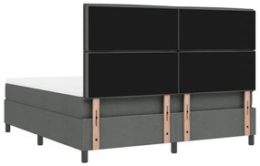Cama Box com Colchão e Luz LED - Cinza Escuro - 180 x 200 cm Tecido