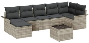 Conjunto de Sofá de Jardim de 8 Peças com Almofadas Cinza Polyrattan