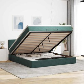 vidaXL Estrutura de cama otomana com colchão 180x200 cm verde escuro