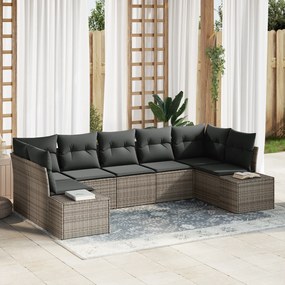 Conjunto de Sofá de Jardim de 7 Peças com Almofadas Cinza Rattan Sinté