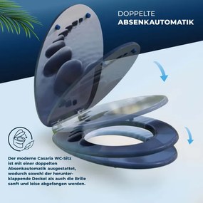 Assento sanitário com design em pedra e descida automática 45,7 x 38 cm Cinzento