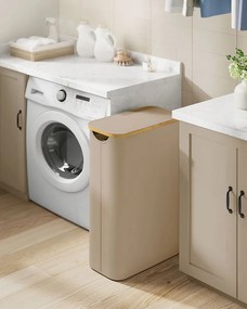 Cesto de roupa suja elegante de 65 L, 42 x 22,5 x 70,5 cm castanho camelo