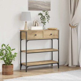 Mesa de Console vidaXL Carvalho Artisan 72,5x25x75 cm Madeira Engineered e Aço