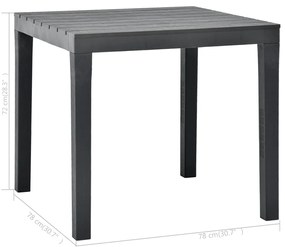 Mesa de jardim 78x78x72 cm plástico antracite