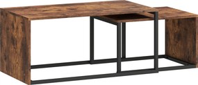 HOMCOM Conjunto de 2 Mesas de Centro, Mesa de Sofá, Mesa de Apoio, Aglomerado, Metal, 90 x 48 x 42 cm/59 x 42 x 36 cm, Preto+Castanho | Aosom Portugal