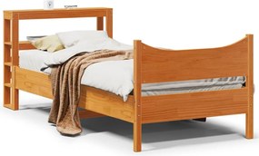vidaXL Estrutura cama c/ cabeceira 100x200cm pinho maciço castanho-mel