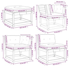 8pcs conj. lounge jardim + almofadões pinho maciço castanho-mel