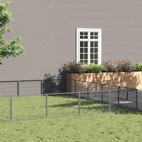 vidaXL Canil para cães 30 m² aço prateado