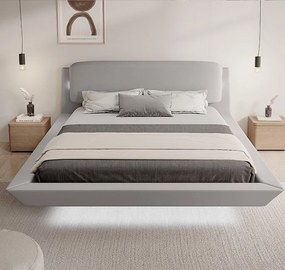 Cama de Casal Flutuante Beatrice com Colchão – 180x200 cm – Cinzento –
