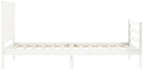 Estrutura de cama com cabeceira 100x200cm madeira maciça branco