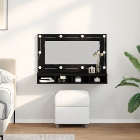 Armário de Espelho LED vidaXL em Carvalho Preto - 90x31,5x62 cm