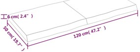 Tampo de mesa com bordas vivas maciço tratado castanho-escuro