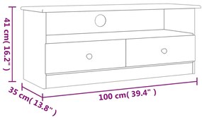 Móvel de TV c/ gavetas ALTA 100x35x41 cm pinho maciço branco