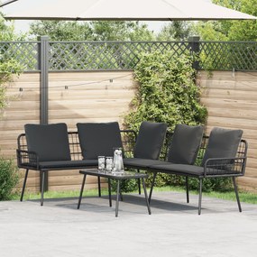 Sofá em L vidaXL Preto 231x173x78 cm Rattan Poliéster