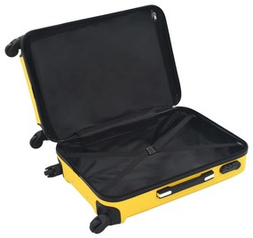 Conjunto de tróleis estojo rígido 3 pcs ABS amarelo