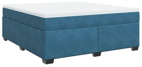 Cama com molas/colchão 180x200 cm veludo azul-escuro