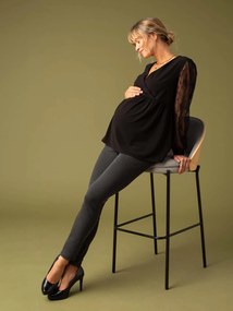 Agora -25%: Blusa em crepe e renda, para grávida, da ENVIE DE FRAISE preto